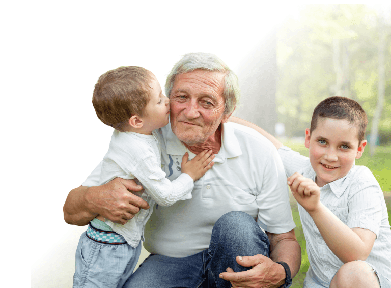 Grandfather with his grandchildren